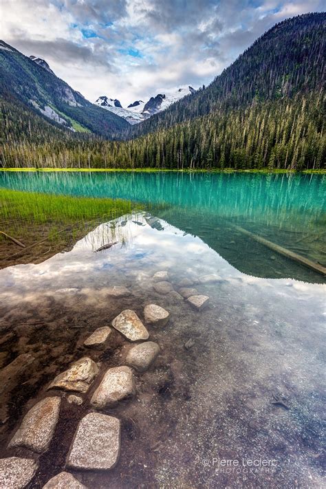 Turquoise Lake Reflection Mountains And Glaciers At Joffre Lakes