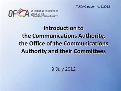 Pdf Introduction To The Communications Authority The Office