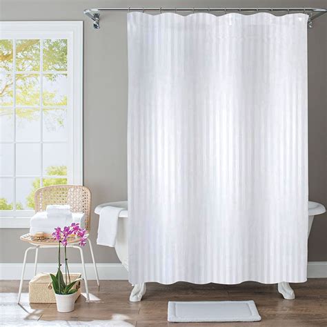 Polyester Shower Curtain Stripe White Cascade