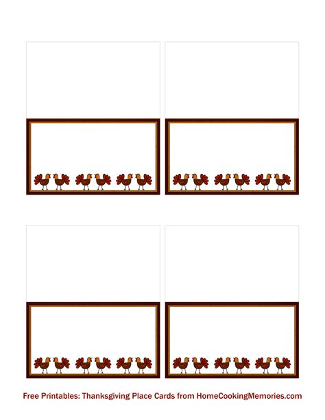 Blank Free Printable Thanksgiving Place Cards