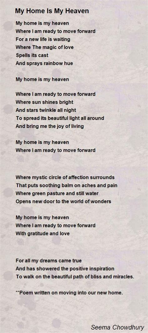 My Home Is My Heaven Poem By Seema Chowdhury Poem Hunter