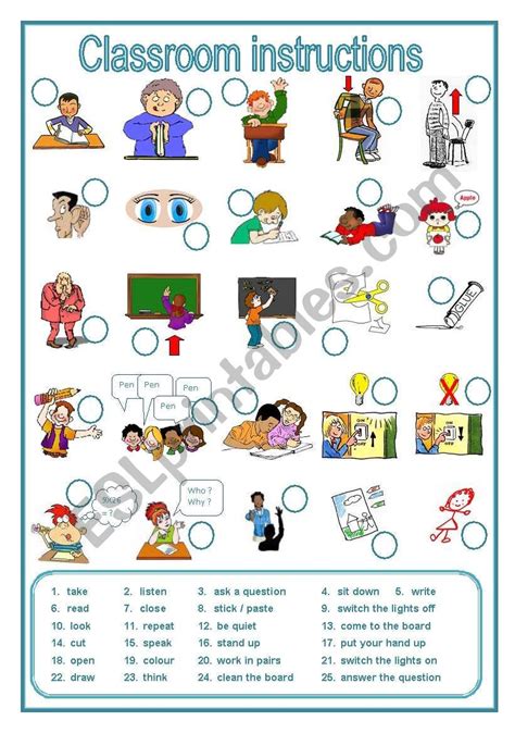 Classroom Instructions A Labelling Worksheet Editable English