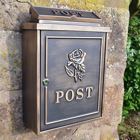 Rose Wall Mounted Post Box Bronze Finish Through The Wall Post Boxes