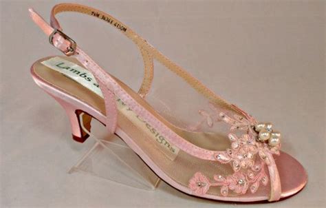Blush Pink Low Heel Lace Wedding Slingback Brides Garden Heels Lace And