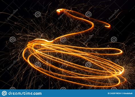 Sparks Of Sparkler In Motion At Long Exposure Stock Photo Image Of