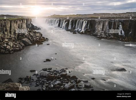 Amazing Scenery Of Selfoss Waterfall In Iceland Beautiful Landscape