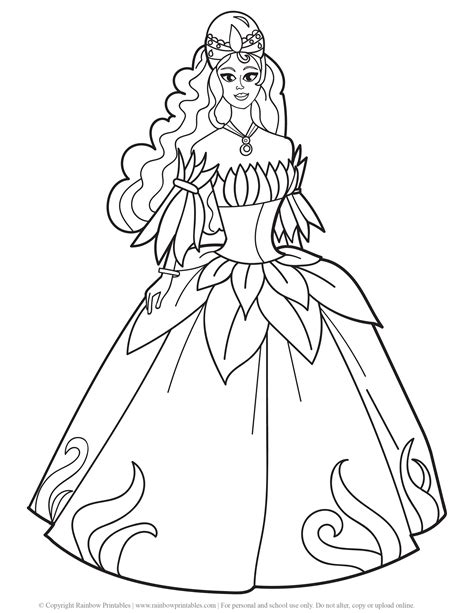 Cute Princess Coloring Pages For Girls Rainbow Printables