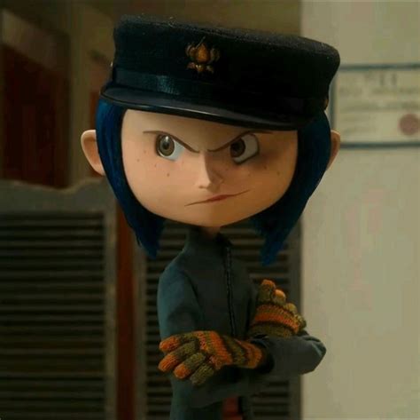 An Animated Character With Blue Hair Wearing A Hat And Mittens In A