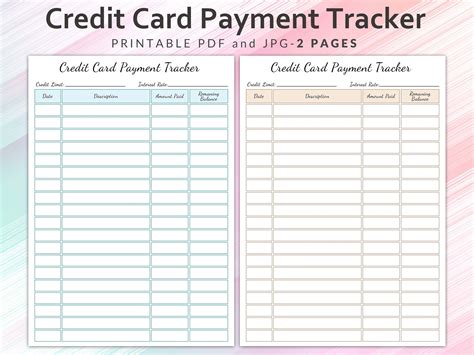 Printable Credit Card Payment Tracker, Credit Card Payment Plan - Etsy