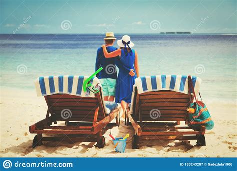 Happy Couple Relax On A Tropical Beach Stock Image Image Of Summer