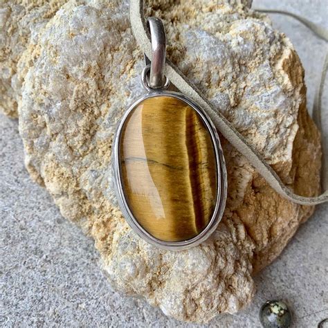 Vintage Tiger S Eye Pendant Necklace Set In Sterling Etsy