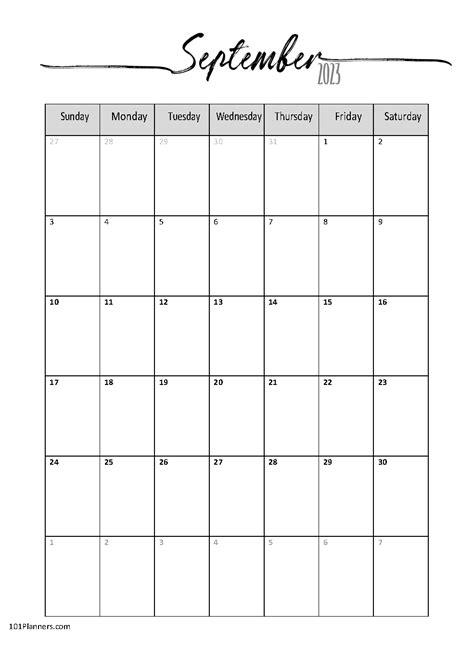 Free Printable September 2023 Calendar Customize Online