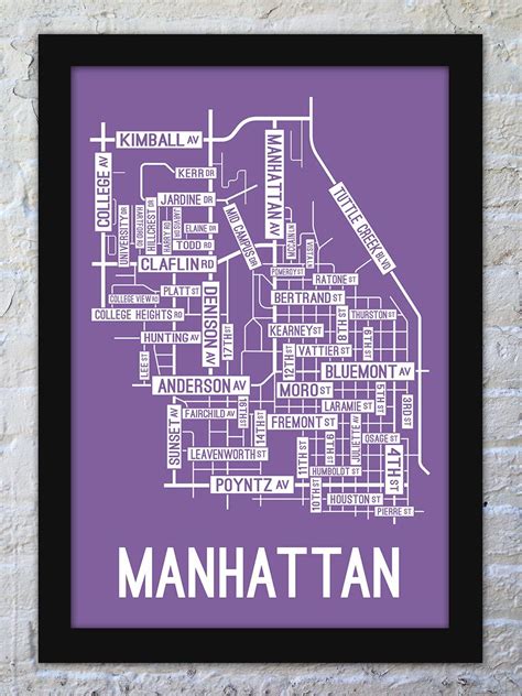 Manhattan Kansas Street Map Print Street Map Map Print Manhattan