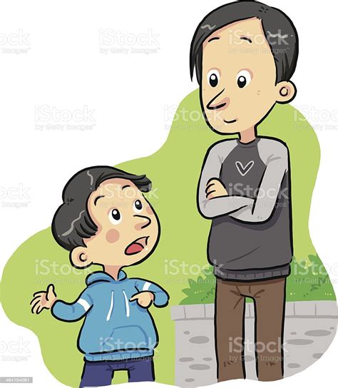 Cartoon Image Of A Boy Asking A Question To His Father Stock Illustration Download Image Now
