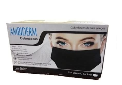 4 Cajas Cubrebocas Ambiderm Color Negro C 50 Pzs Envío Gratis