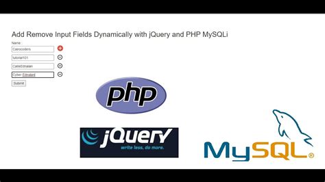 Add Remove Input Fields Dynamically With JQuery And PHP MySQLi YouTube