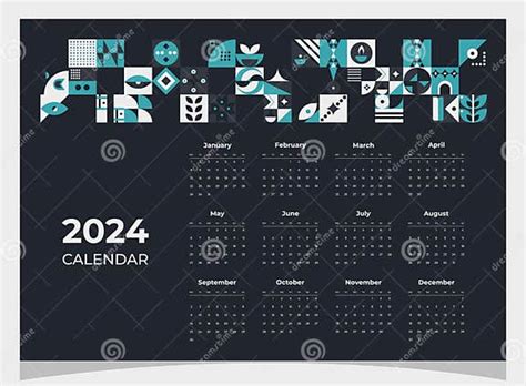 Calendar 2024 Geometric Patterns Calendar For 2024 Year With Geometric