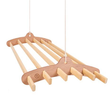 Easily lower the rack to put clothes on it and. 6 Lath Compact Wooden Hanging Clothes Drying Rack or Pot ...
