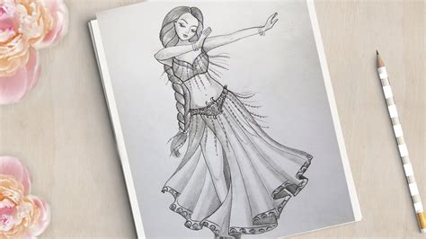 How To Draw Traditional Belly Dancer Easy Traditional Dancer Drawing