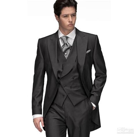 Black Groom Tuxedos Groomsmen 2016 Morning Style Man Men Wedding Suits