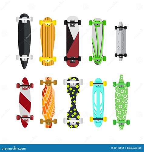 Cartoon Color Skateboard Set Vector Stock Vector Illustration Of