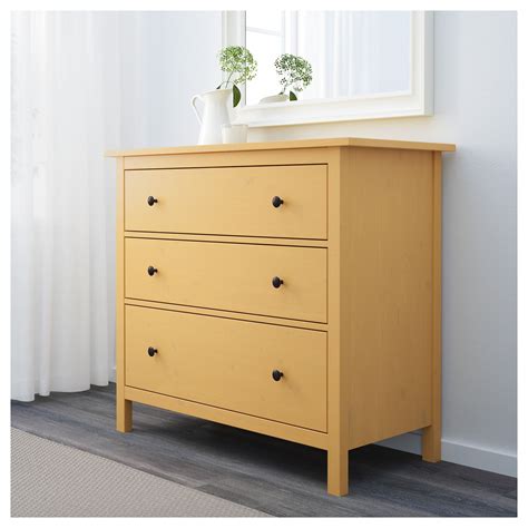 Chest of drawers that works as a bedside table, too. HEMNES Chest of 3 drawers Yellow IKEA | Bedroom chest of ...