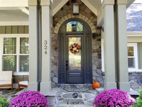 Stone Exterior Around Front Door With Patio And Beams Kylie M