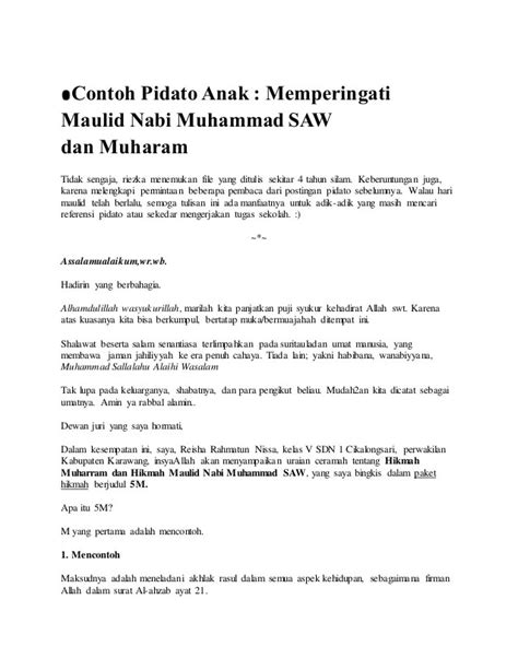 Contoh Pidato Anak Sd Tentang Maulid Nabi : Teks Pidato Bahasa Jawa