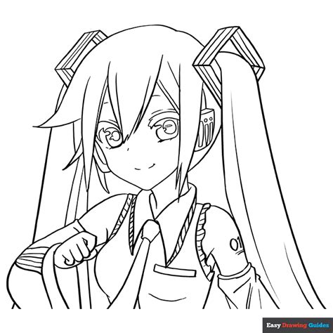 Hatsune Miku Coloring Page Easy Drawing Guides