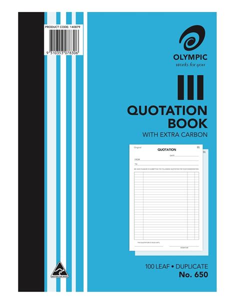 1240 Quotation Books A4 Duplicate Olympic 650 07830