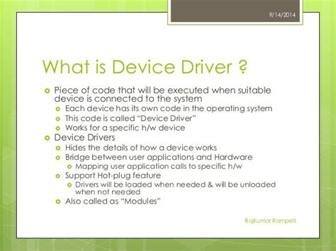 Introduction To Kernel And Device Drivers