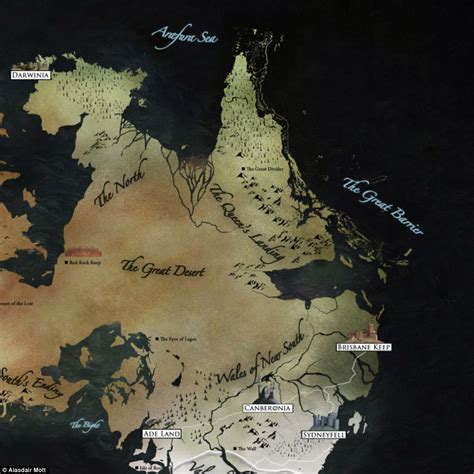 Game Of Thrones Inspired Map Of Australia Designed By Graphic Designer