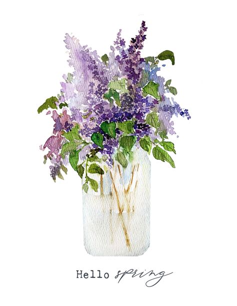How To Paint Lilacs With Watercolor And A Free Printable In 2021