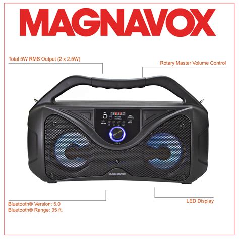 Magnavox Mma3836 Portable Bluetooth Speaker With Color Changing Lights