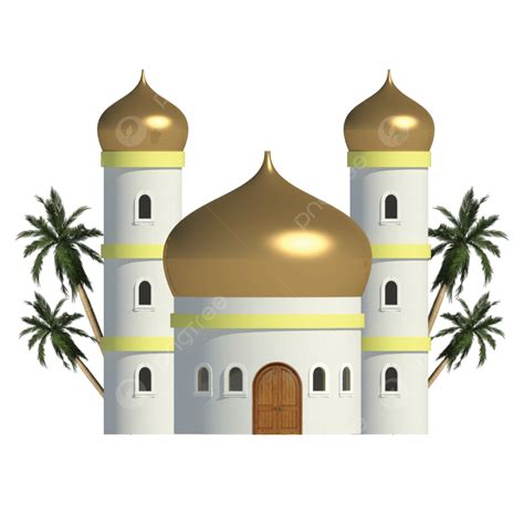 Ramadan Png 3d Vector 3d Mosque Dome Gold With Palm Tree In Ramadan