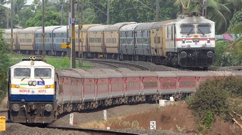 Beautiful Curving Trains Diesel Vs Electric Double Diesel Alcos Emd Wap 7 And Wap 4 I R