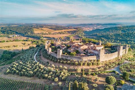 The Walled Town Of Monteriggioni Tuscany Italy Drone Photography