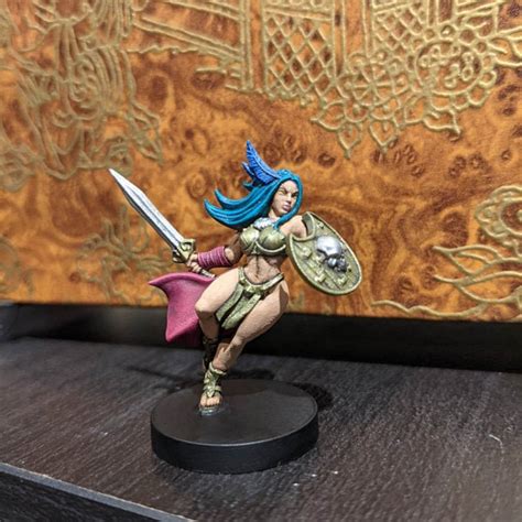 Female Amazon Warrior Mini Dnd Tabletop Rpg Miniature Dandd Etsy