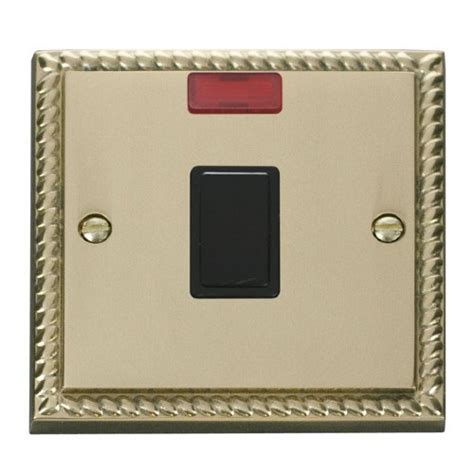 Click Deco Georgian Cast Brass 20a 1 Gang Double Pole Switch With Neon