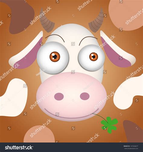 Cute Cartoon Cow Big Eyes Mouth Stock Illustration 147204677 Shutterstock