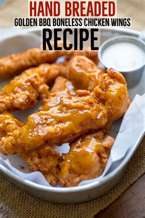 Breaded fried chicken wings, fingers and drumsticks on wooden rustic background. Easy Restaurant-Style Boneless Chicken Wings | Alyona's ...