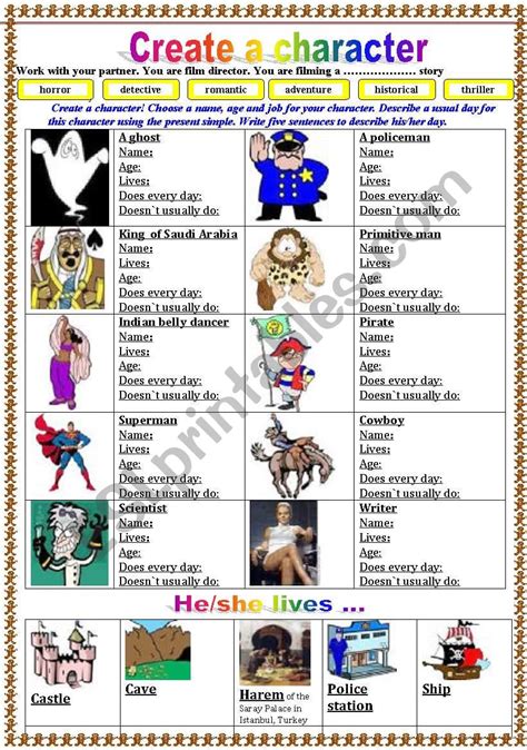 Create A Character Hilarious Game Esl Worksheet By Lindax