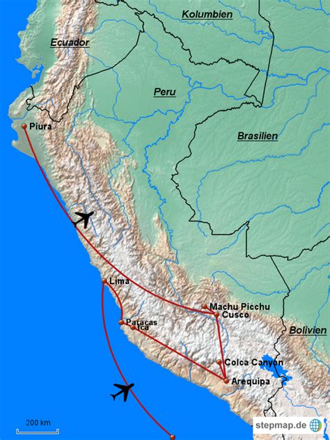 Stepmap Peru Route Landkarte Für Deutschland