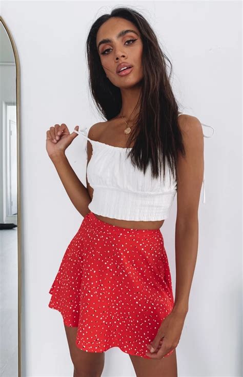 Sasha Flared Mini Skirt Red Spot Beginning Boutique Flared Mini Skirt Mini Skirts Red