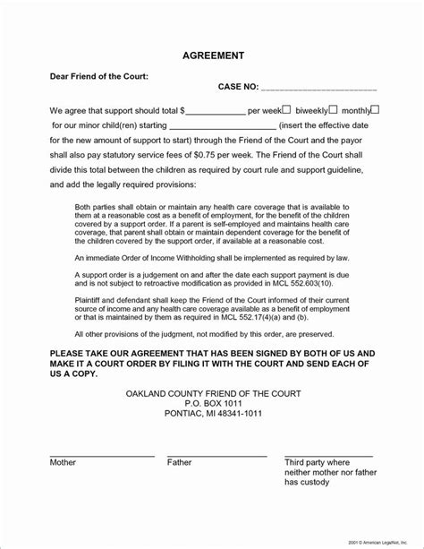 Child Custody Declaration Letter Example