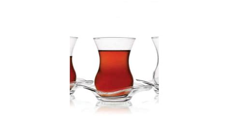 Turkish Tea Glasses Set Classic Design With Saucers KocGifts
