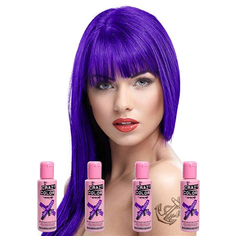 Punky purple semi permanent conditioning hair color. Crazy Color 4 Pack Hot Purple Semi Permanent Hair Dye 100ml