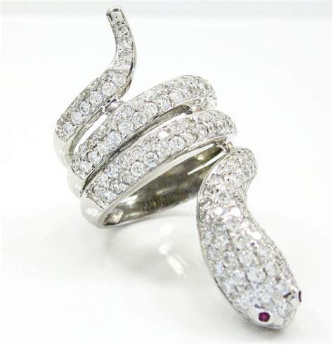 Buy 14k White Gold Round Diamond Snake Ring 200ct Online At So Icy Jewelry
