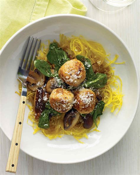 Spaghetti Squash With Turkey Meatballs Recipe Martha Stewart