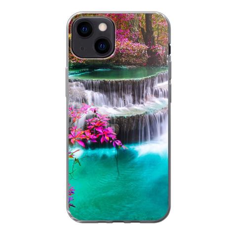 Muchowow Handyhülle Wasserfall Sonne Bäume Regenbogen Natur Handyhülle Apple Iphone 13